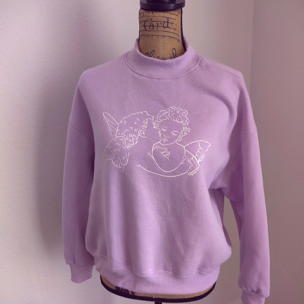 💜Purple Blouse With White Angels